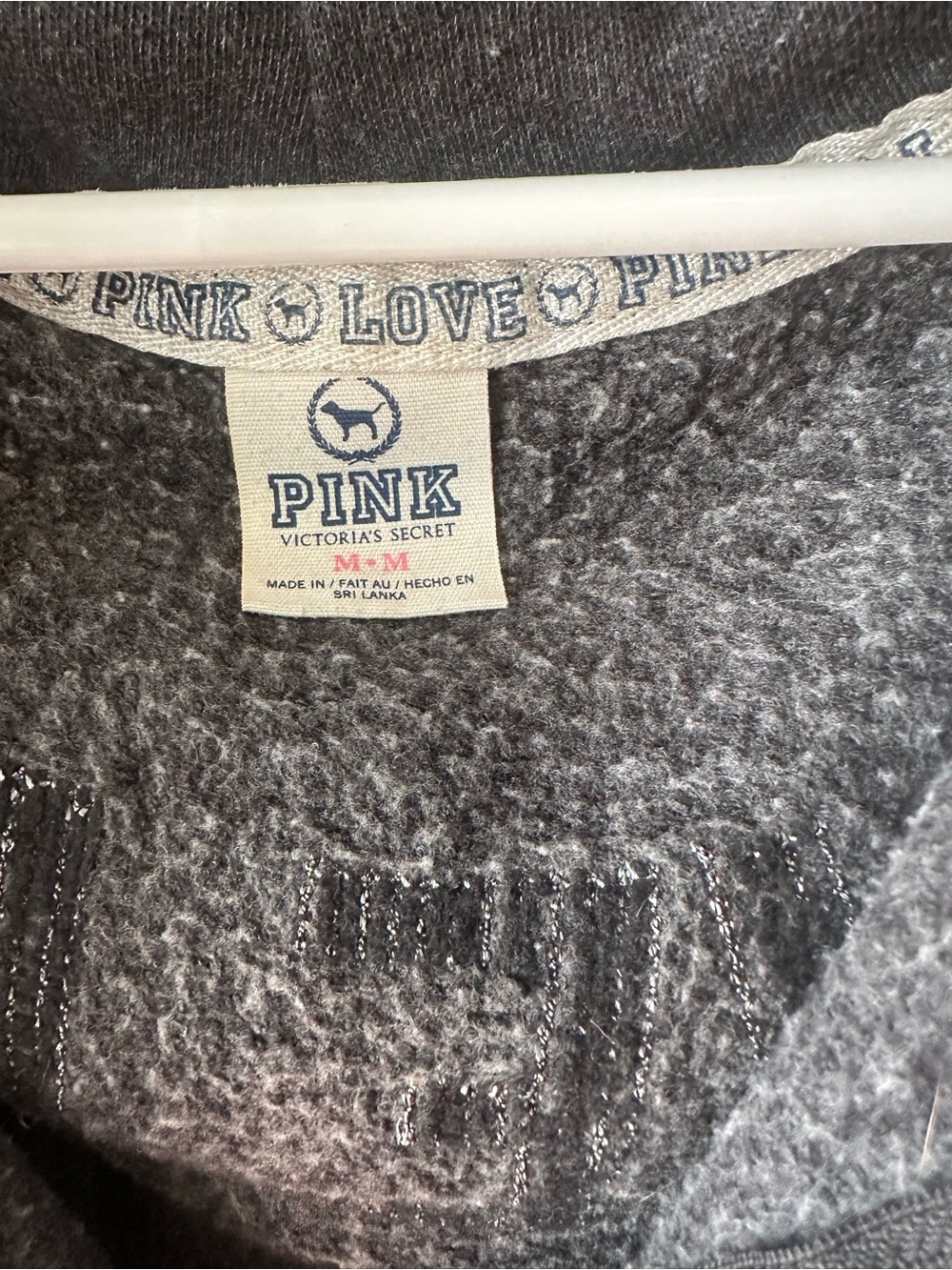 Victoria’s Secret Pink Vintage Gray Purple Sequin Bling Hoodie M - Picture 4 of 5